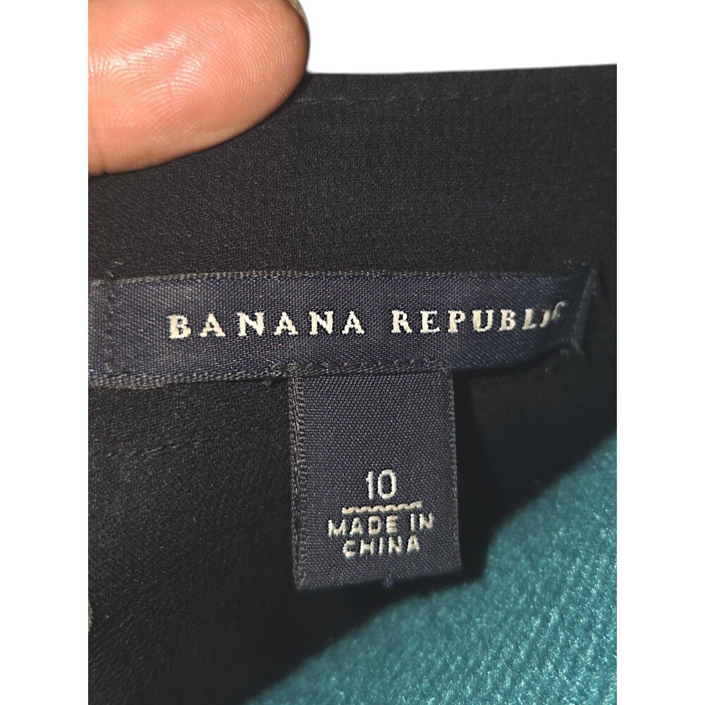 Banana Republic Size 10 Black Silk Empire A Line Dress Formal Dark Fairy - Picture 2 of 6